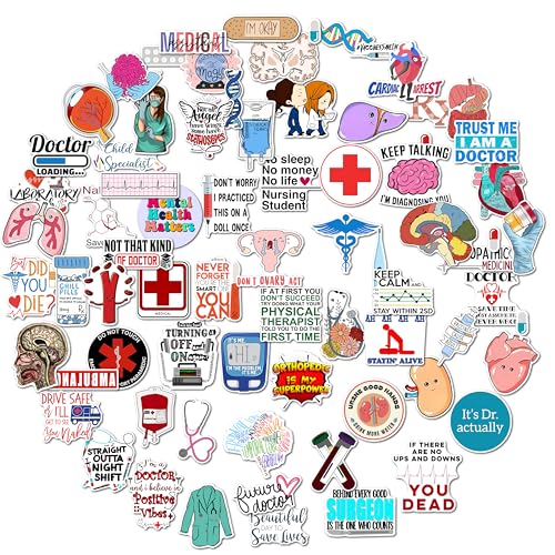 Image of WallDesign Doctor Self Adhesive Sticker Collection Set of 75 Unique Designs for Medical Enthusiasts - Mobile,Laptop,Journal ,Durable,Printed Vinyl Perfect for Healthcare Medical Heroes,51 mm