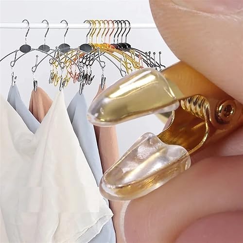 Miniatura 3 de Wooden Coat Hangers 5PCS Metal Gold Hanger for Underwear Bra Clothespin Panties Clip Hangers Non-Slip Clothes Drying Rack Wardrobe Storage Organizer