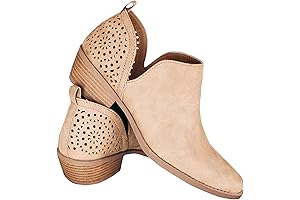 Women's Retro Cut Out Perforated Bootie with Chunky Heel