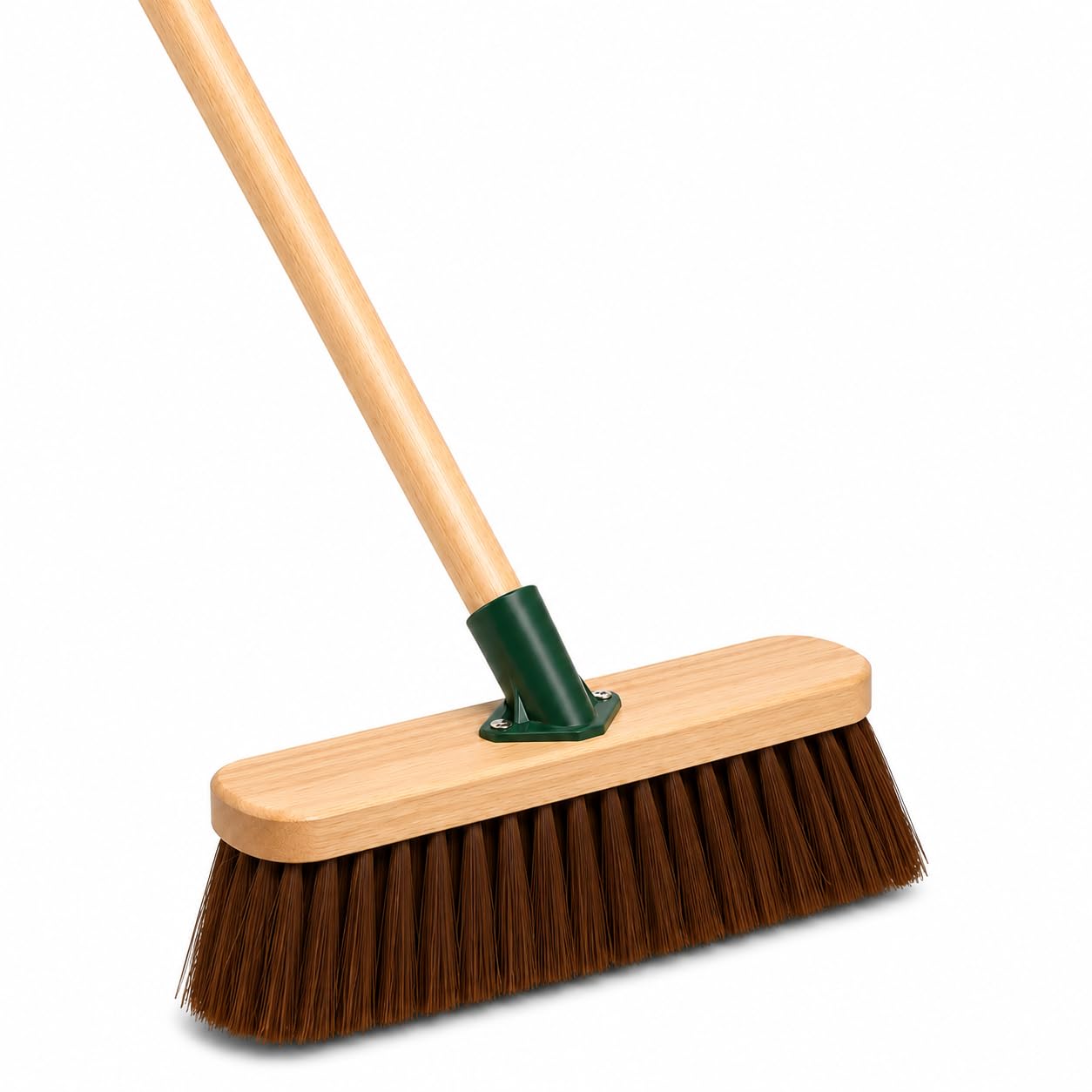 Plushé Haven 10 Inch Stiff Bassine Broom with 120cm Wooden Handle – Heavy Duty Outdoor Sweeping Brush for Patios, Paths, Decking & Garage Floors – Durable Stiff Bristle Yard Broom