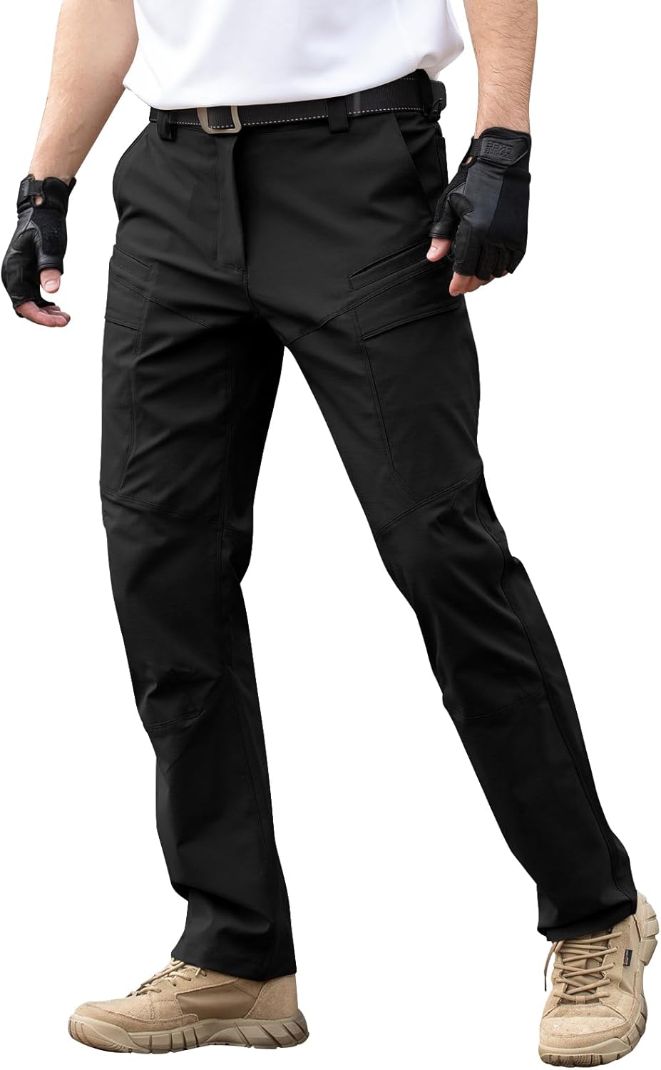 Men's Water Resistant Pants Relaxed Fit Tactical Cargo Work Pants with Multi Pocket