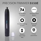 BaByliss Tondeuse Nez et Oreilles BaByliss - Système de coupe circulaire à 2 lames, Fonctionne sur pile, Acier inoxydable, Accessoires amovibles faciles à nettoyer, Noir, E650E - 5