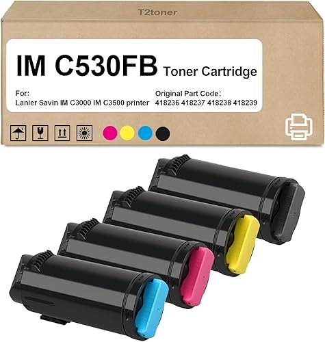 T2TONER Cartucho de tóner IM C530FB remanufacturado 418236 418237 418238 418239 de repuesto para impresora Ricoh IM C530FC530FB 4PK