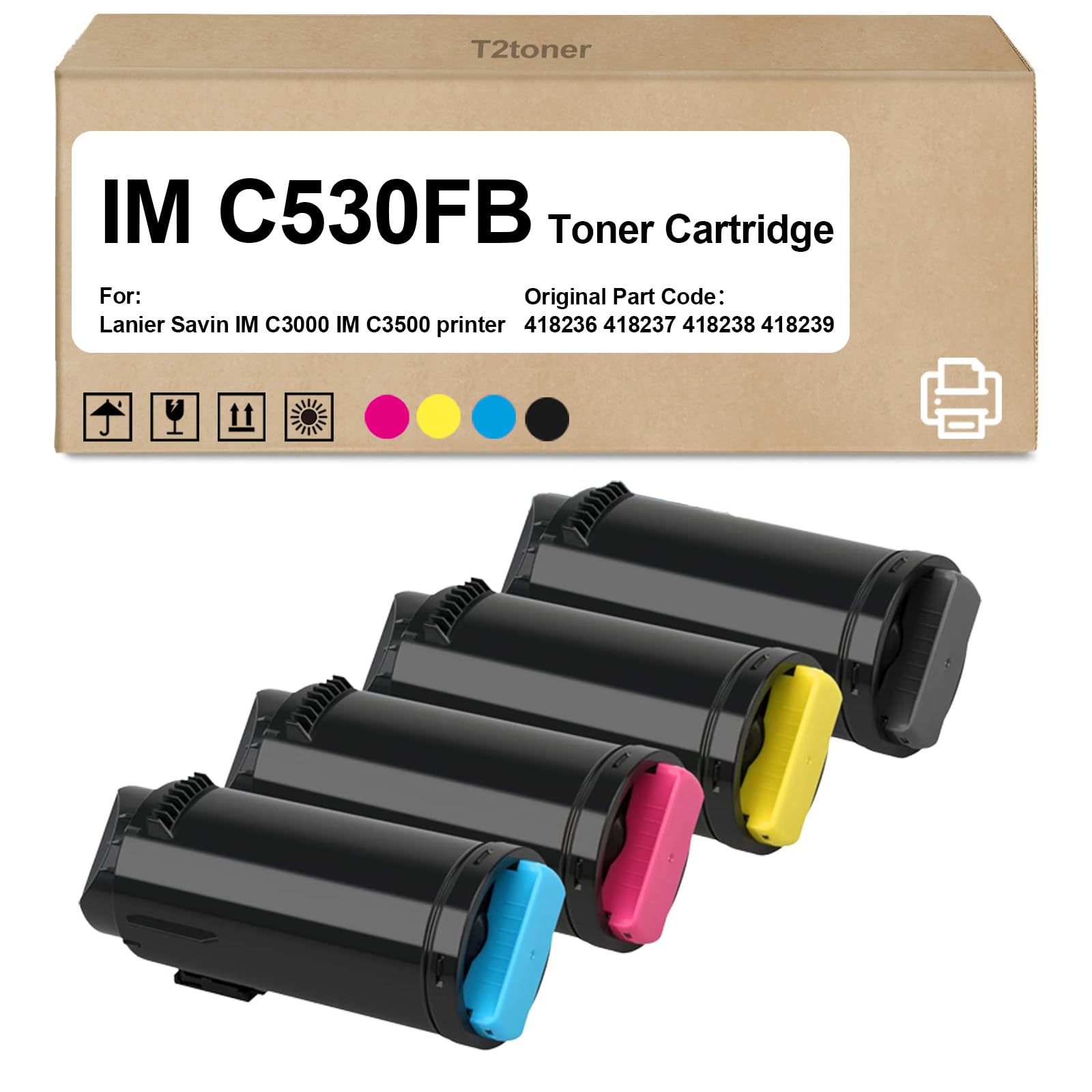 IM C530 Toner IMC530FB IM C530FB Toner Cartridge Compatible | with Savin Lanier IM-C530 IM-C530FB Printer Toner 418236 418237 418238 418239 Toner (Black Cyan Magent Yellow 4-Pack)