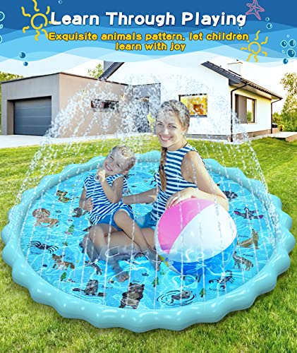 Abida Splash Pad, 86.6" Large Size Sprinkler Play Mat For Kids, Summer Outdoor Water Toys Fun Backyard Fountain Wading Pool For 3 Age+ Children Girls And Boys #TOP2