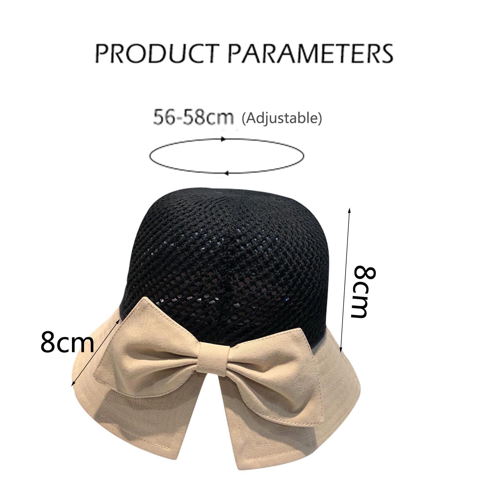 Visiere Solari per Le Donne Wide Brim Cappello Di Paglia Bowknot Beach Visor Cappelli UV Protezione Pieghevole Sun Hat black-56-58cm