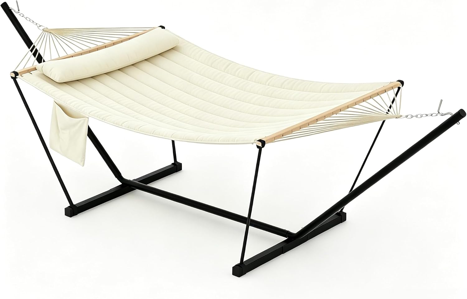 Garvee Double Hammock with Stand for Outdoor, Heavy Duty Portable 2 Person Hammock with Adjustable Steel Stand for Patio, Garden, Beach, Backyard