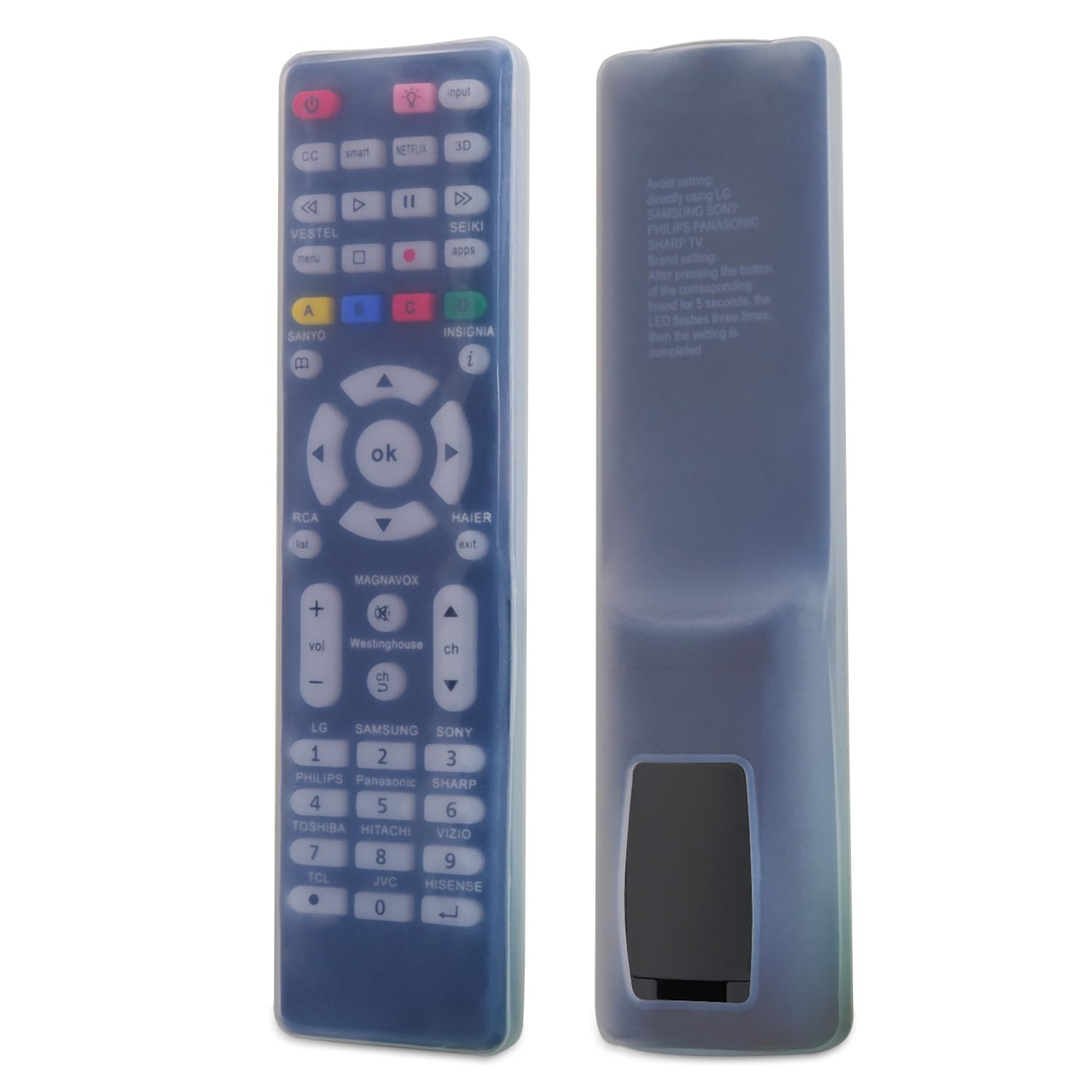 Funda de Repuesto para Mando a Distancia GE Uiversal para Magnavox, RCA, JVC, TCL, Westinghouse, Philips, Panasonic, Hitachi, Hisense, Seiki, Sanyo, Insignia, Haier TV RC-G008