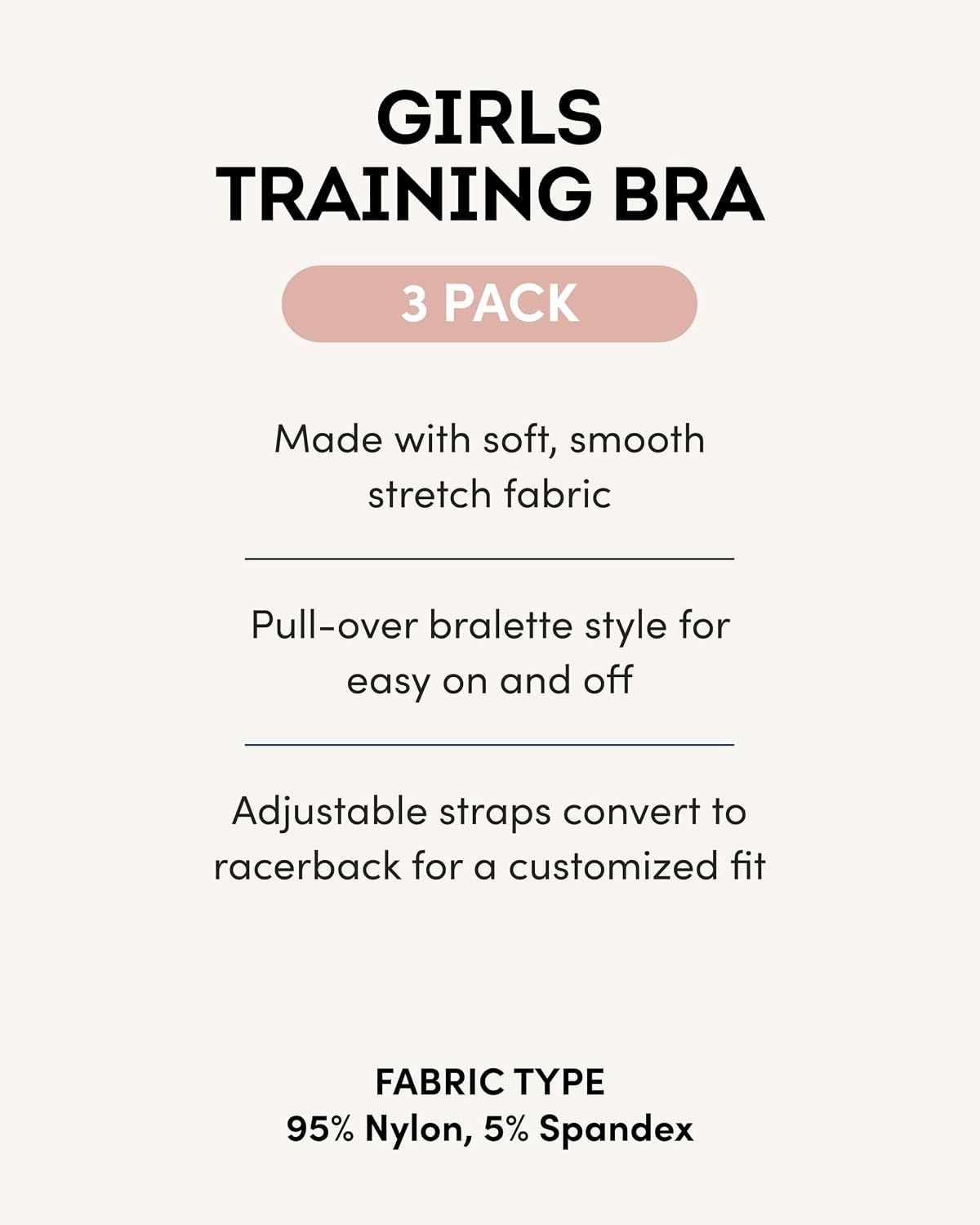 Fruit of the Loom Girl's Soft & Smooth Seamless Training Bra Multi-Pack image 3