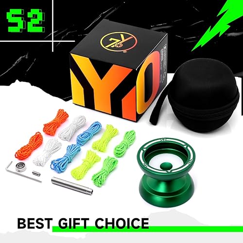 Miniatura 7 de S2 Responsive Yoyo para niños, Yoyo profesional de aleación de metal de doble propósito con 10 cuerdas de yoyo, bolsa, cojinete KK, eje, herramienta