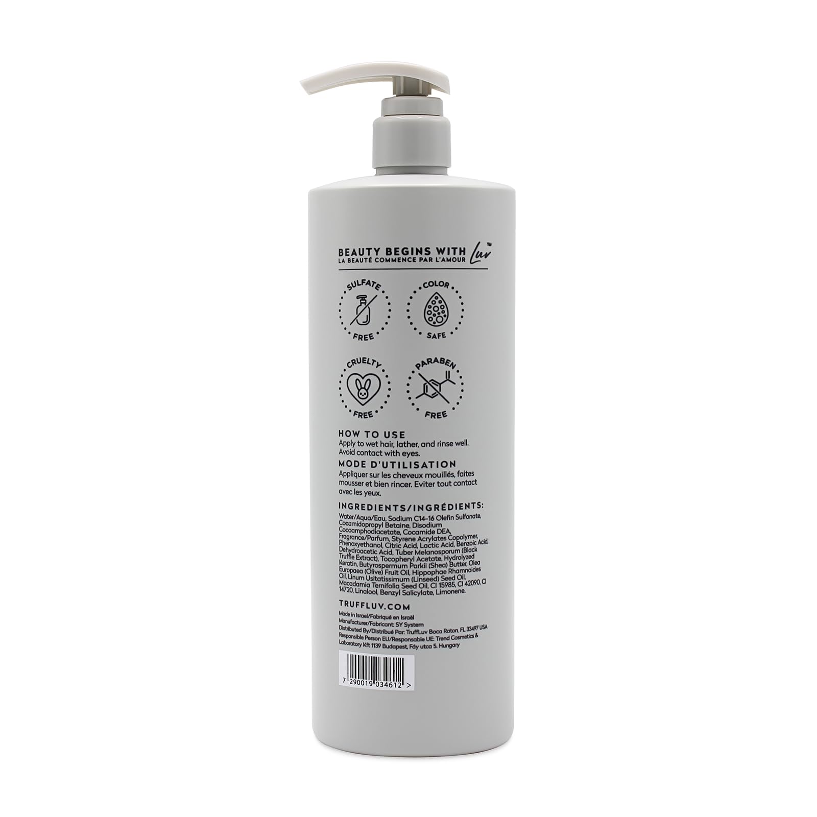 TruffLuv Indulge Collection Truffle Shampoo, infused with Black Truffle Extract, Deep Clarifying Cleansing Shampoo, Gently Removes Buildup on Hair and Scalp, bez parabenów, bez siarczanów, 1000 ml