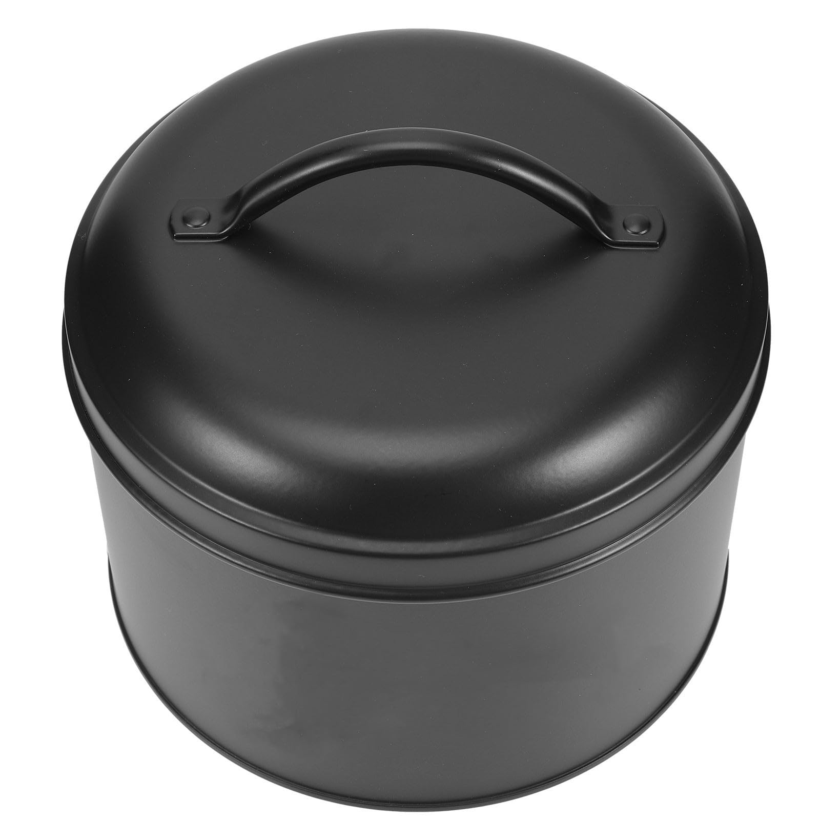 Contenedor Metálico Negro para Alimentos con Tapa Hermética de Hierro Galvanizado