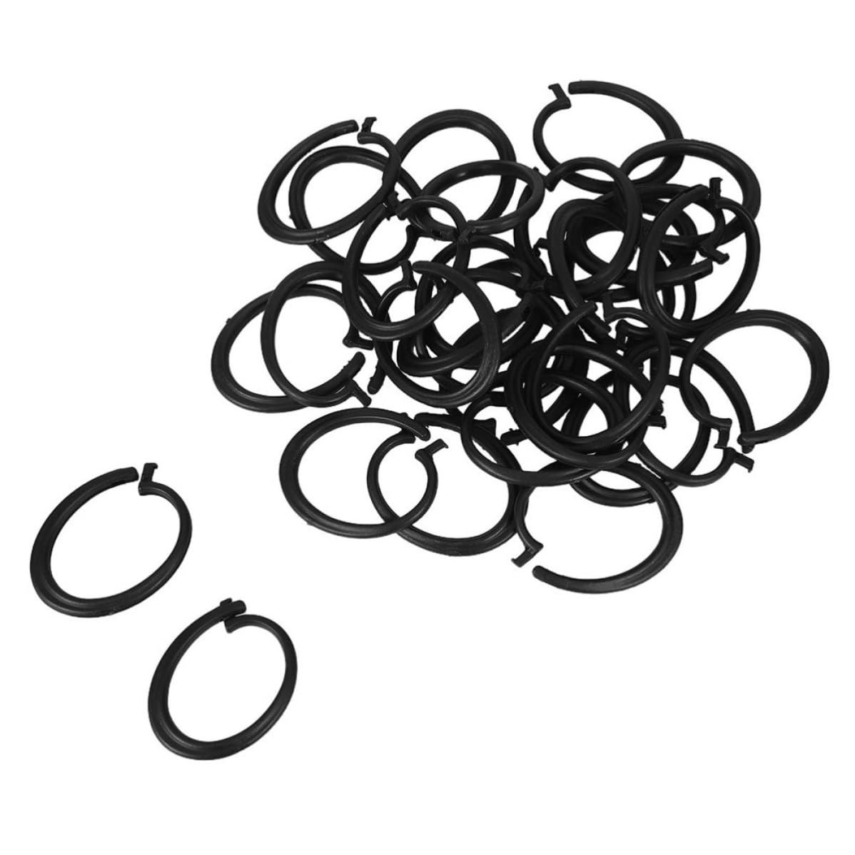 Anillos de cortina de plástico resistente Veemoon con diseño minimalista duradero negro