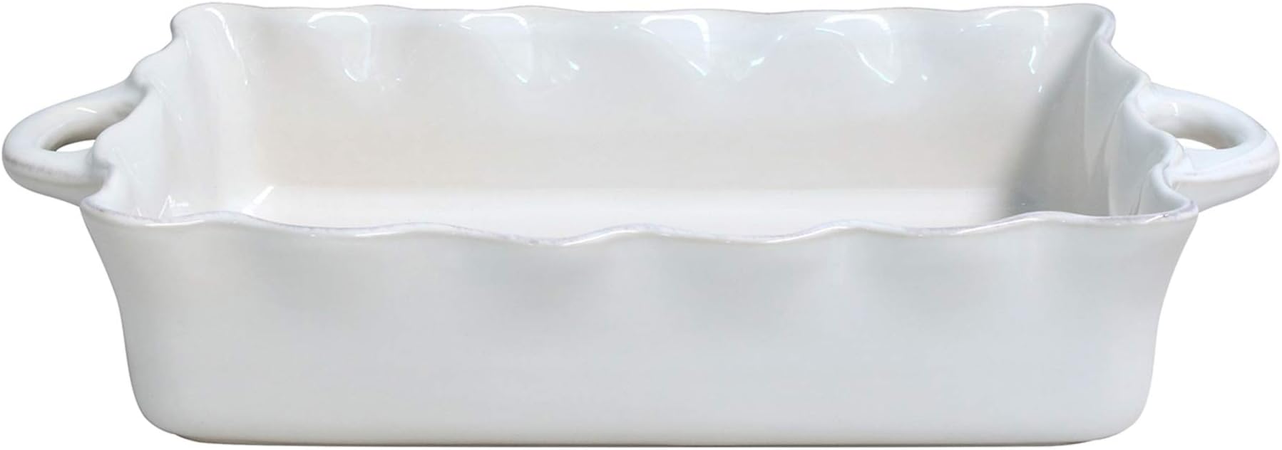 Stoneware Ceramic Dish Cook & Host Collection Ruffled Baker Casserole Large Rect. 17.25" White 619639-RFF440-WHI
