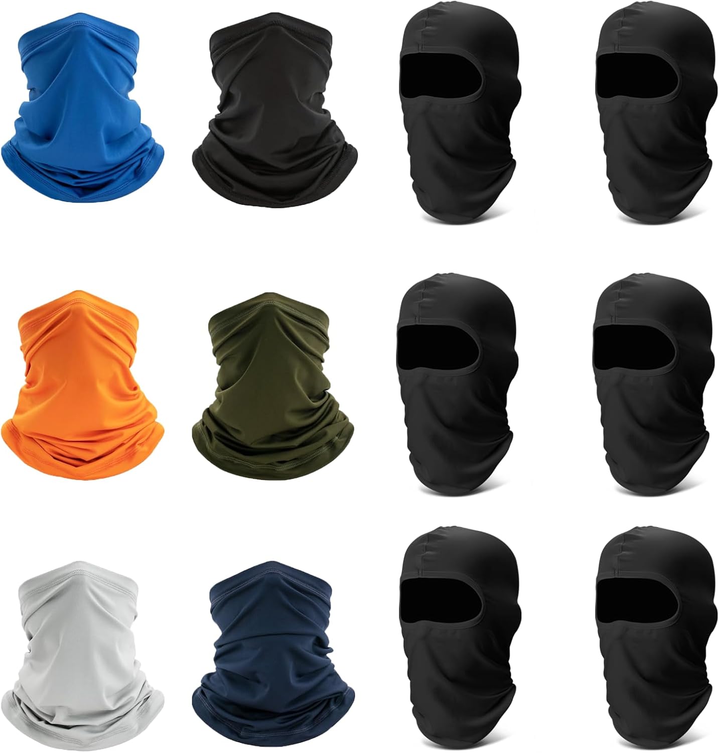 6 Pack Neck Gaiter Bandana Face Mask and 6 Pack Balaclava Face Ski Mask