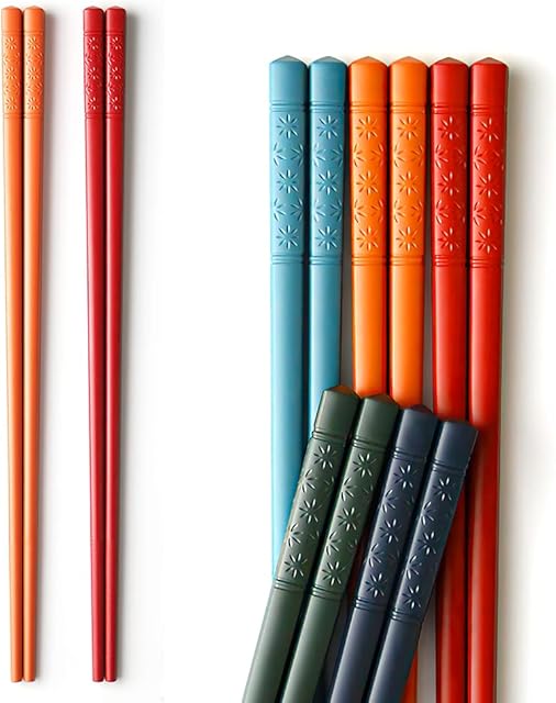 AOOSY Reusable Fiberglass Chopsticks - Multicolour Chinese Chopsticks Dishwasher Safe Chopsticks, 5 Pairs Japanese Chopsticks Gift Set 24cm5 Colors
