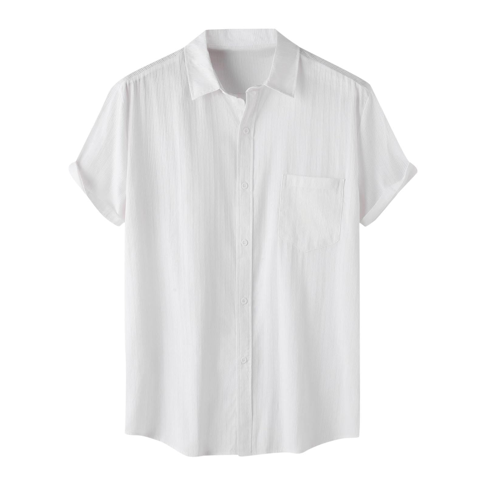 Mens T-Shirts Dress Shirts Short Sleeve Men Casual Beach Vacation Shirts Button Down Tops Regular Fit with Pocket