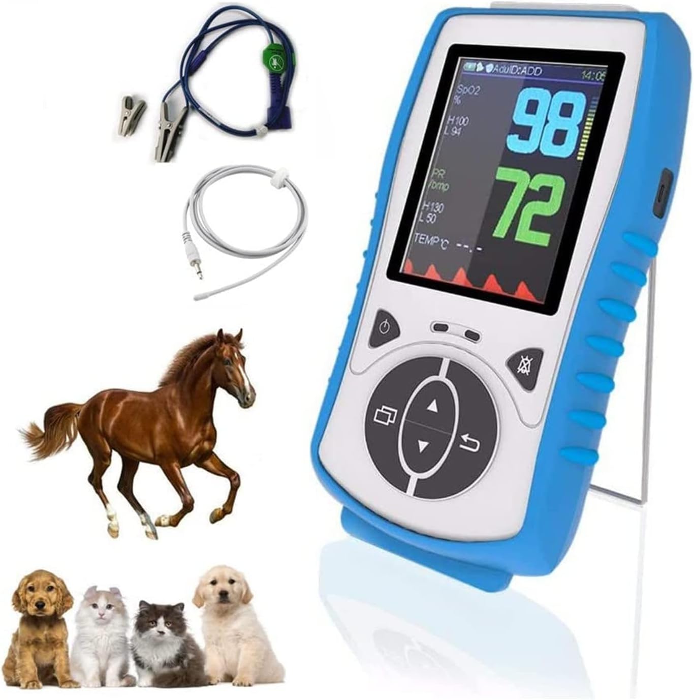 Handheld Veterinary Pulse Oximeter, Cat/Dog Pulse Rate Monitor Ear or Tongue, Monitoring Vet Heartbeat Heart Rate for Use in Family and Pet Hospital