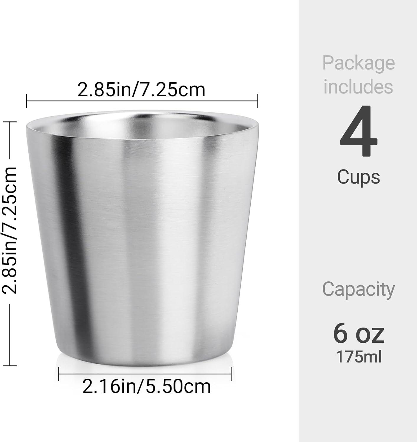 Beasea Stainless Steel Cups 6 oz, 4 Pack Small Stainless Steel Tumbler Bulk Stackable Insulated Mini Cups for Drinking Double Wall Metal Glasses Tin Cups for Home Restaurant Office Party Camping - Image 2