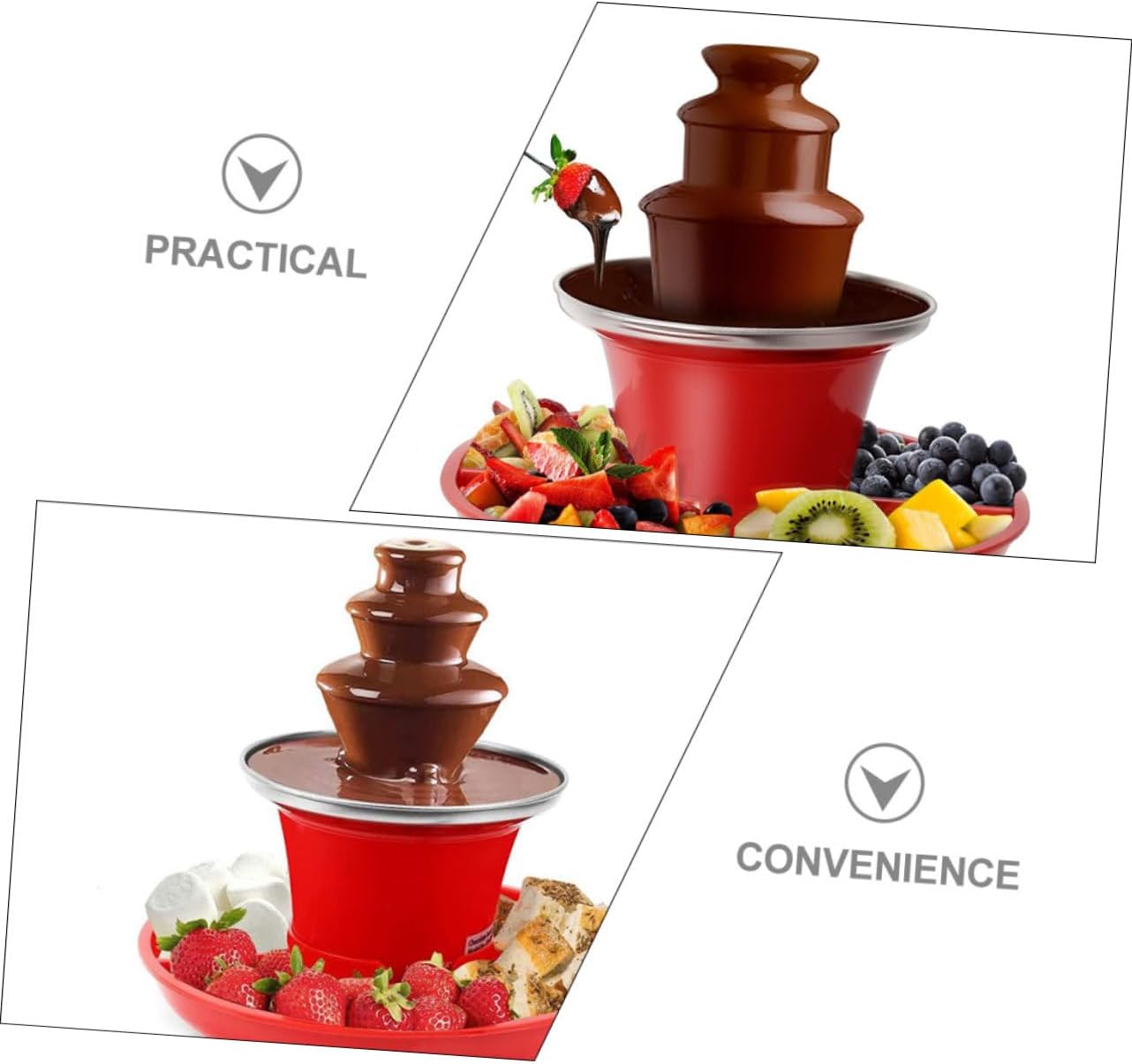 1set Three Chocolate Fountain Machine Electric Chocolate Melting Fondue for Parties Easy to Assemble for Events and Gatherings Us Design