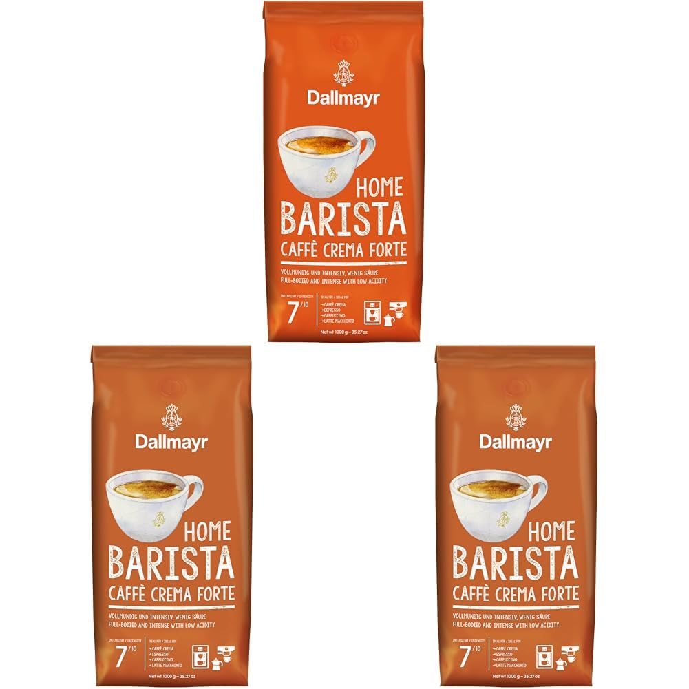 Dallmayr Home Barista Caffé Crema Forte 1.000g ganze Bohne (Packung mit 3)