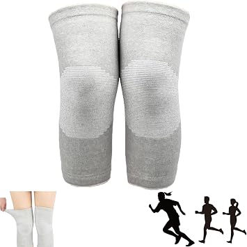 Bamboo Knee Compression Sleeve, Bamboo Knee Support for Night Sleep, Osteoarthritis Knee Support, Unisex Bamboo Charcoal Elastic Knee Brace Kneecap Protective Pads Support-Gray