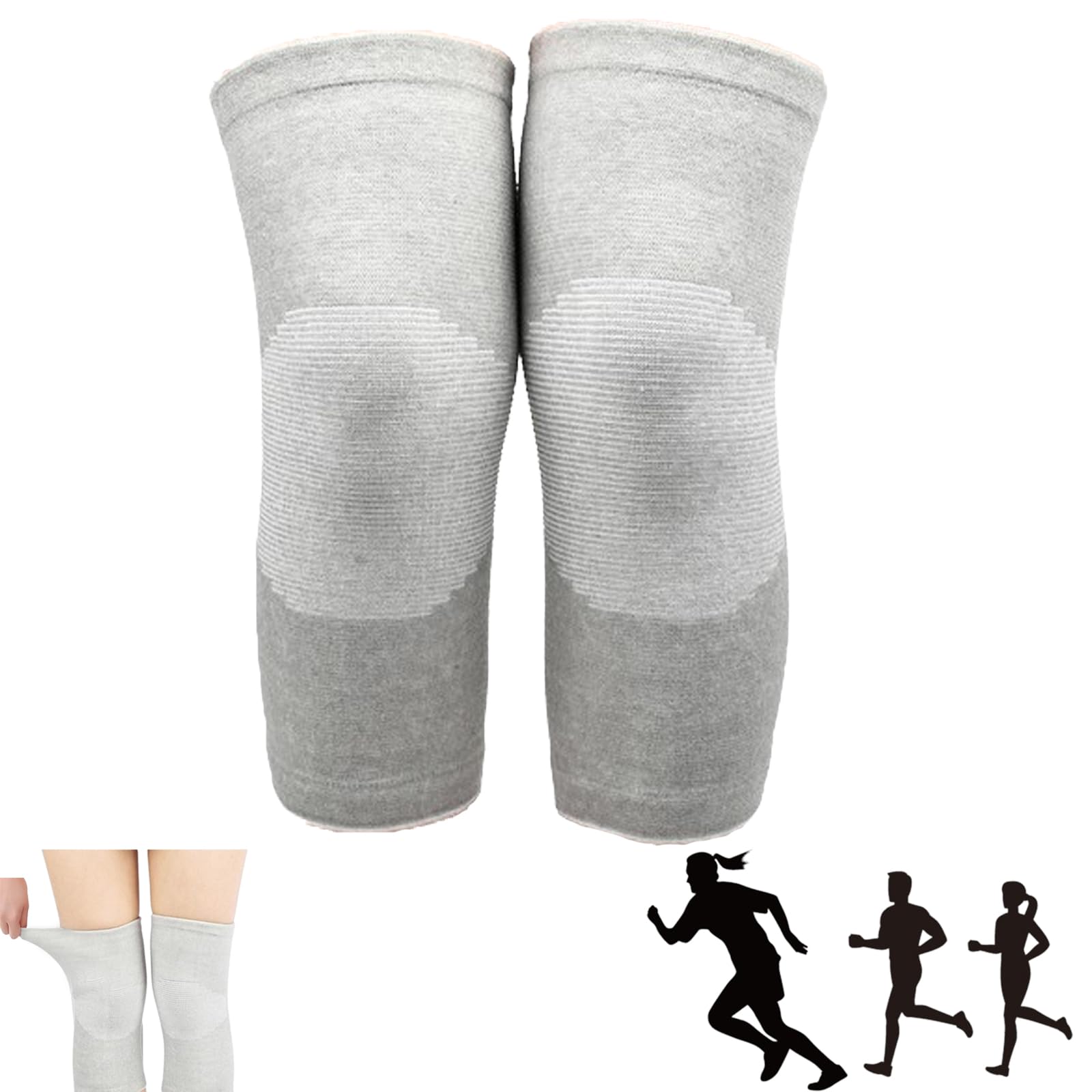 SOCLING Bamboo Knee Compression Sleeve, Bamboo Knee Support for Night Sleep, Osteoarthritis Knee Support, Unisex Bamboo Charcoal Elastic Knee Brace Kneecap Protective Pads Support-Gray