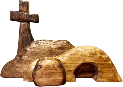 Miniatura 1 de BEIJIALY Juego de escena de resurrección de Pascua, decoraciones de madera de Pascua, la tumba vacía, escena de Pascua y cruz, decoración de Pascua