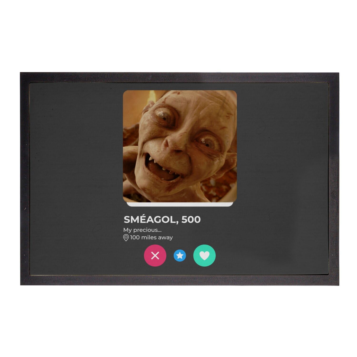 Paillasson Smeagol Gollum humour geek tapis d'entrée original 75x50cm