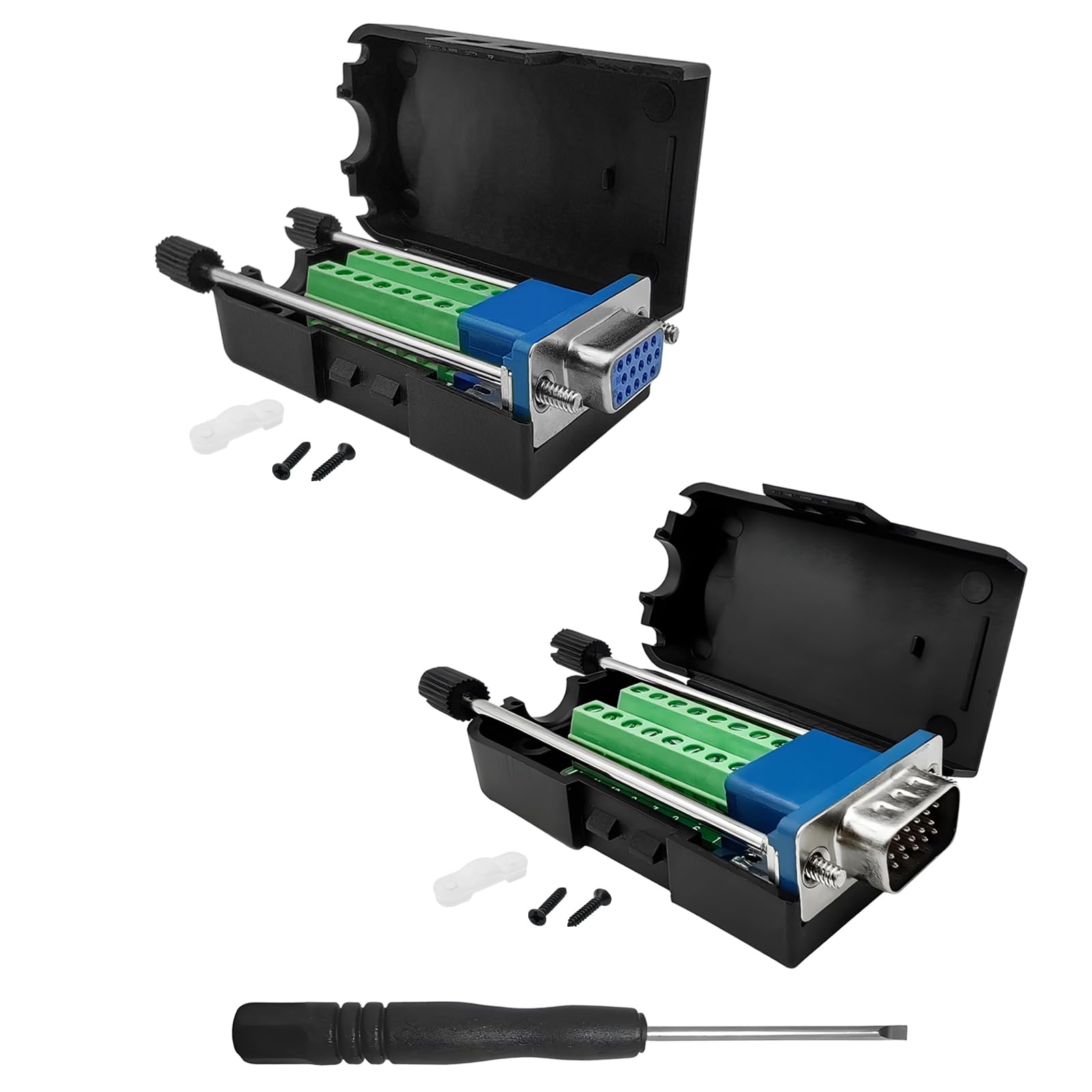 1 coppia maschio + femmina connettore per scheda terminali di Breakout, D-SUB DB15, 3 file VGA 3+9 15 pin