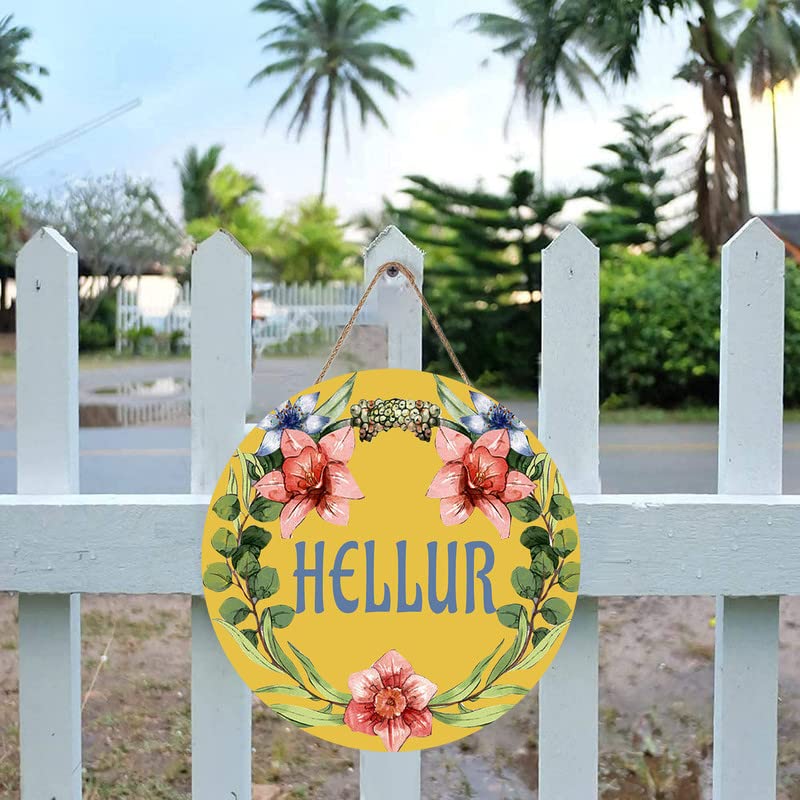 Decorative Hellur sign Funny hanging sign Welcome sign Hellur door sign Porch sign Funny porch sign Patio sign Round sign 12 inch sign For home coffee Beer bar