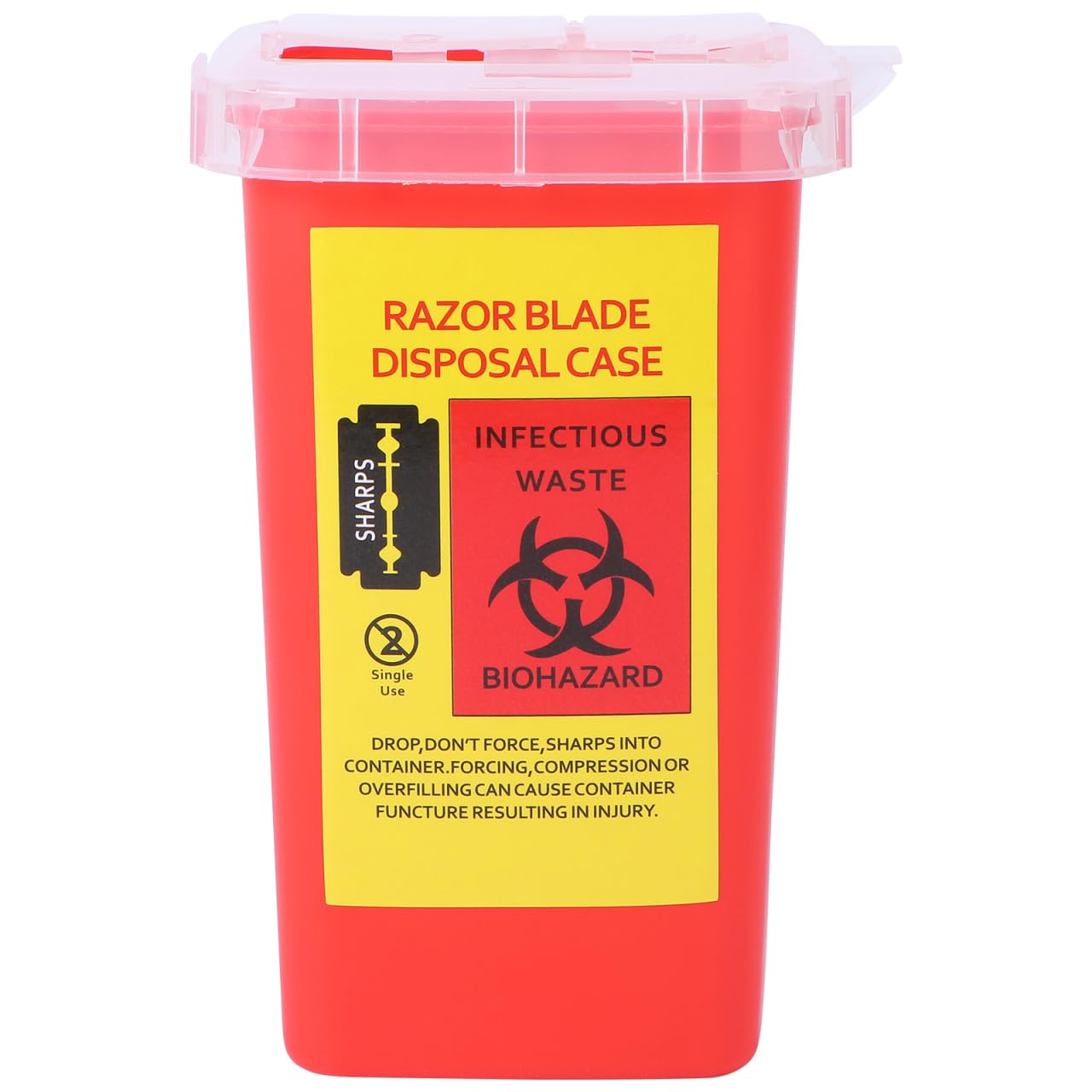 Healeved Contenitore Per Lamette Usate in ABS 6"x3.7"x3.7" Smaltimento Lame Sicuro con Coperchio a Scatto