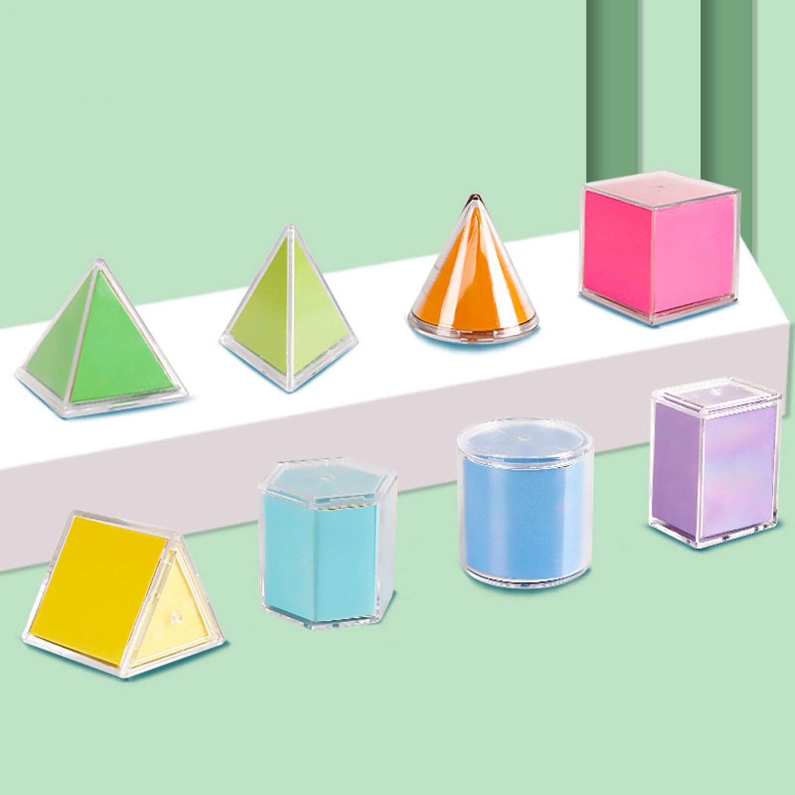 Zestaw kształtów geometrycznych 3D, matematyka manipulacyjna , 8-częściowy zestaw narzędzi do nauczania ręcznego, edukacji w przedszkolu, szkole, w domu, wczesnej nauce, wizualnej pomocy