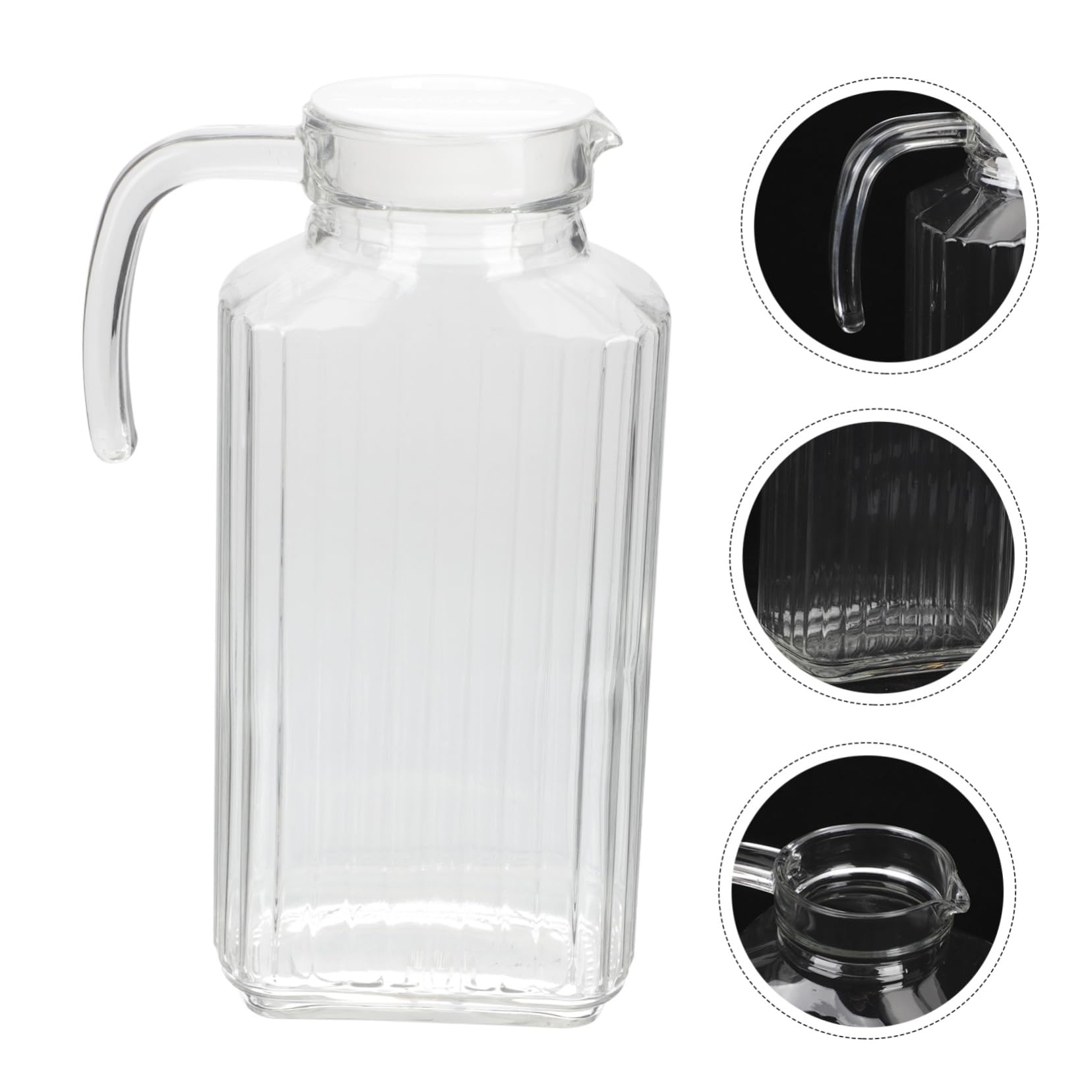 COLLBATH Glas Wasserkrug mit Deckel 1,7 L Auslaufsicher und Spritzgeschützt Großer Getränkebehälter für Kaltes Wasser Saft und Limonade