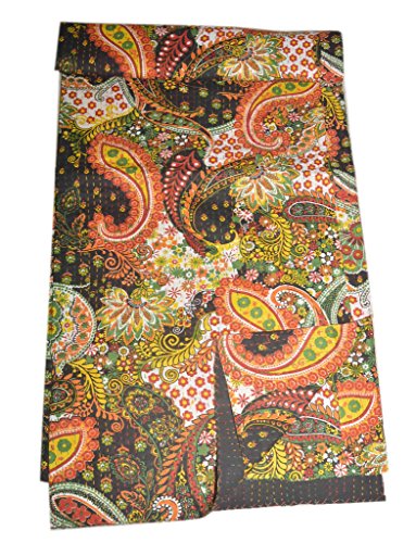 Tribal asiatischen Textilien Queen Kantha Quilt in schwarz Paisley, Kantha Decke Bettwäsche Tagesdecke Überwurf