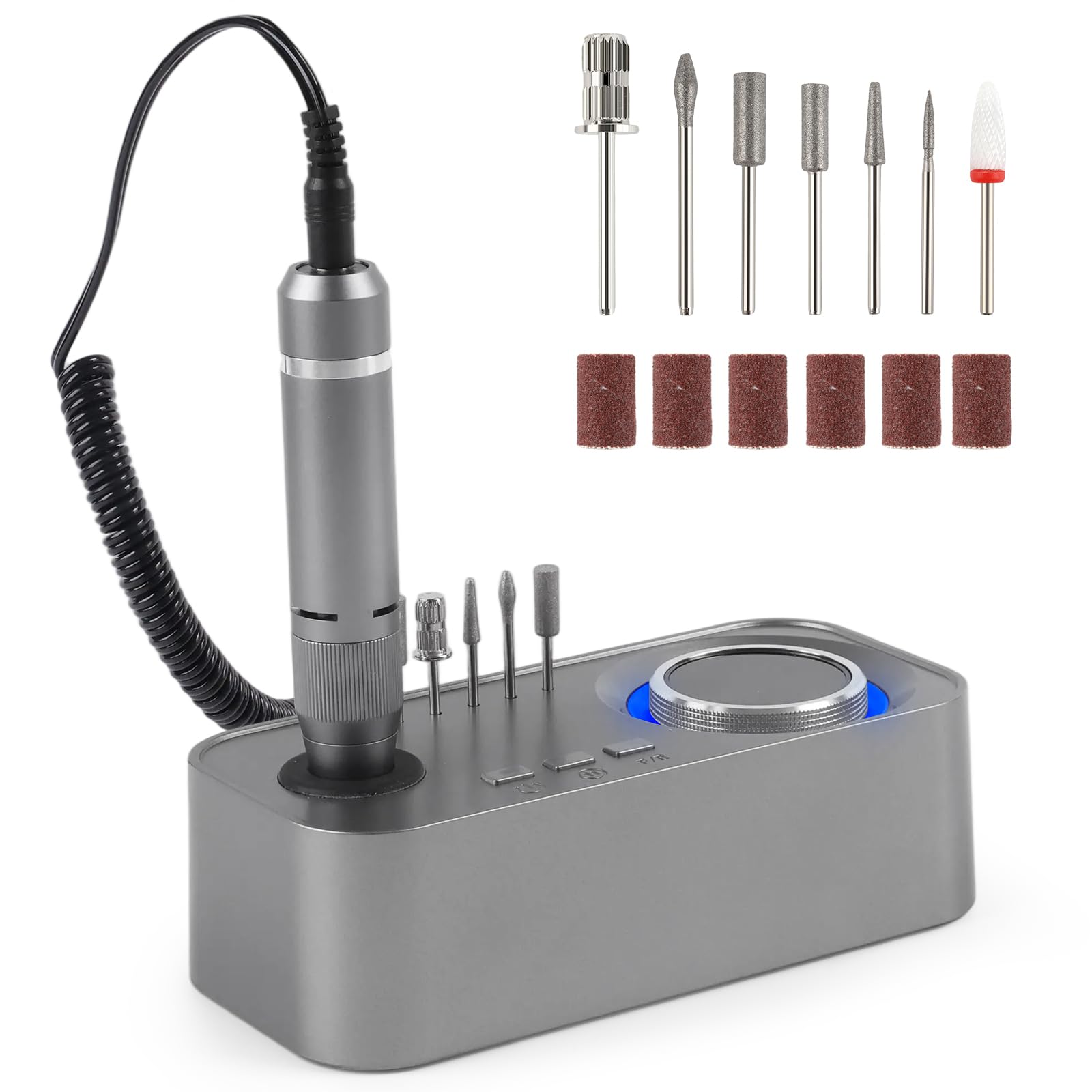 ANGNAY Nail Drill 40000RPM,Rechargeable Electric Nail File,Professional Nail Drill Machine for Acrylic and Gel Nails with Nail Bits Kit Manicure Pedicure Set