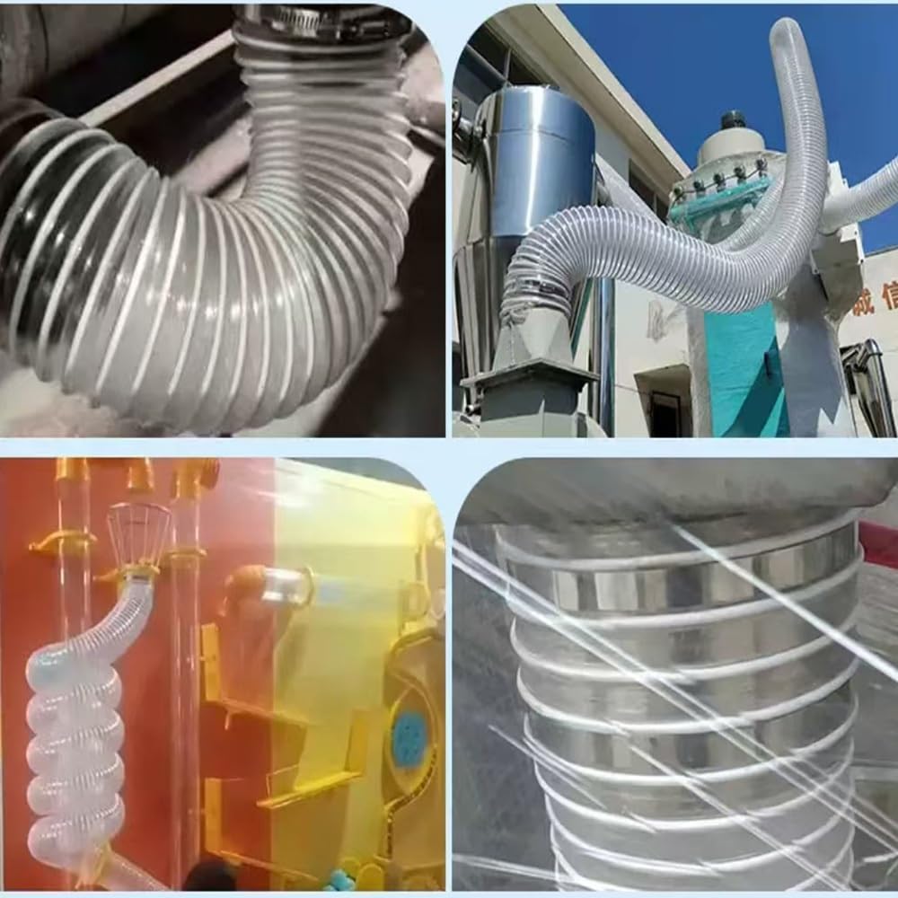 Tubo flessibile per la raccolta della polvere, flessibile in PVC trasparente da 3,8 cm a 6,3 cm ID, 3 m/10 m, tubo di aspirazione per aspirapolvere, collettori di polveri, pompe marine