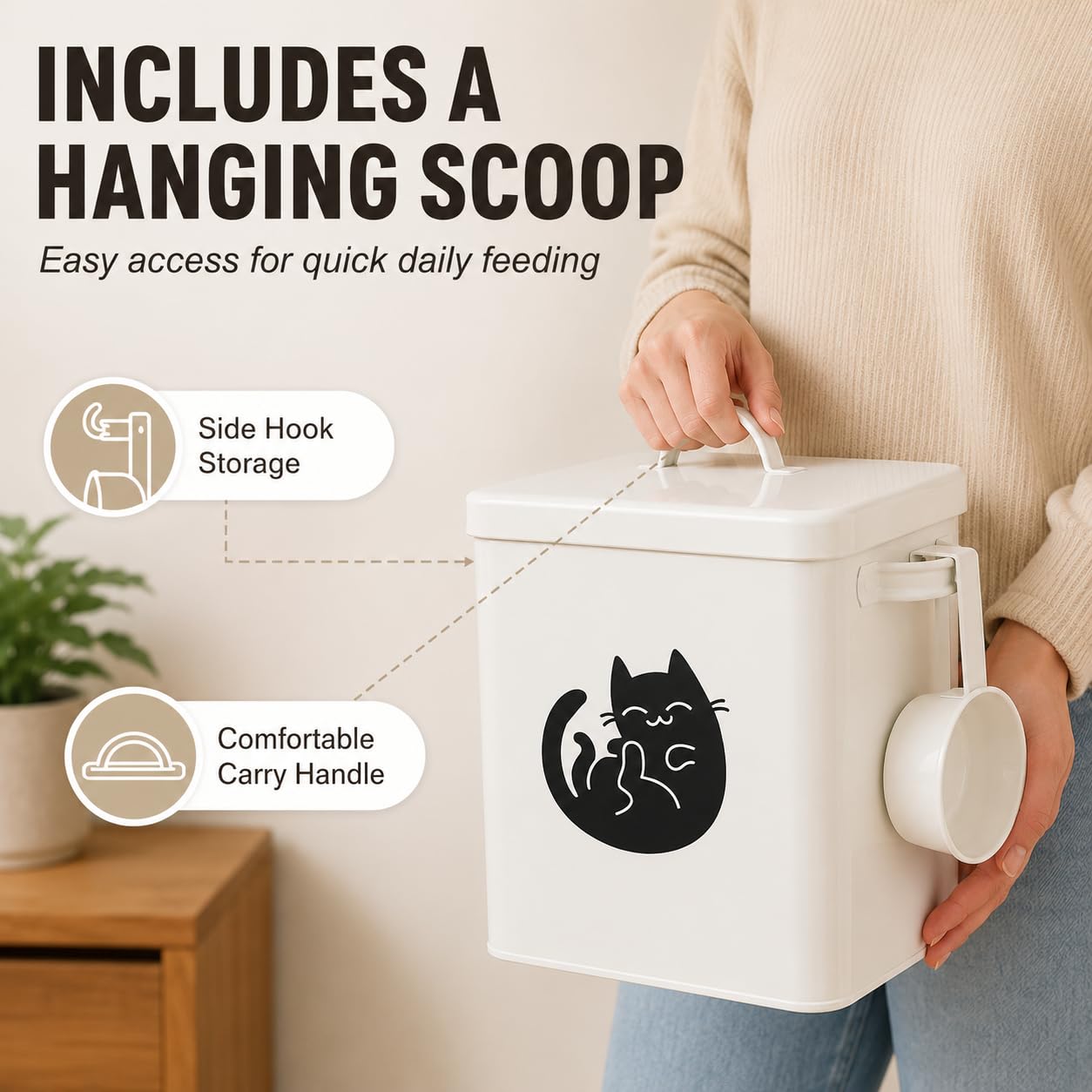 Contenedor de Almacenamiento de Alimentos para Perros de 6 Litros, Contenedor de Comida para Gatos de Metal con Taza Medidora, Latas de Comida para Gatos Cubre Tapas Y Cucharas, Juguetes para(#1)