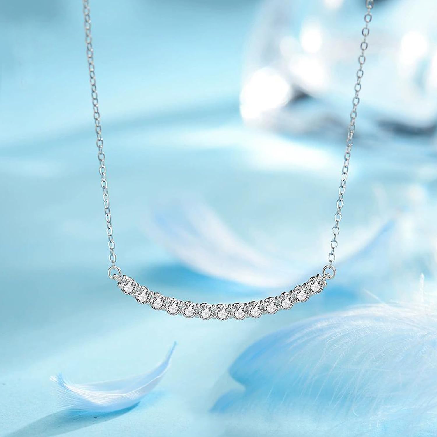 FEIKFEIZ Collana in moissanite per donna, in argento 925 placcato in oro bianco 18K, 0,5 CT con 13 diamanti in moissanite coltivata in laboratorio, pendente in argento, regalo di gioielli.