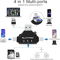 Vista 3 de Lector de tarjetas SD 4 en 1 para iPhone, iPad, Android, Mac, PC, cámara, lector de tarjetas micro SD, adaptador de tarjetas SD portátil, lector