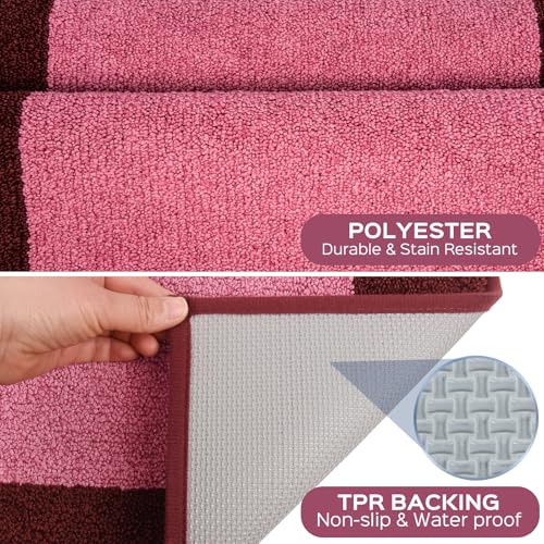 Image of Machine Washable Runner Rugs Set of 2, (24 inch x 36 inch+ 24 inch x 60 inch), Non Slip Kitchen Mats for Floor, Absorbent Entryway Rug for Kitchen, Bedroom, Hallway, Bathroom, Door (Roll Packing)
