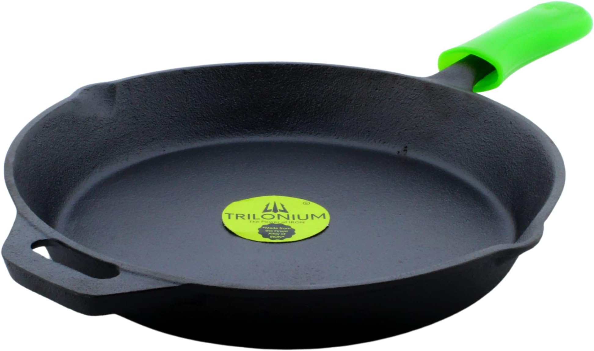 TRILONIUM Cast Iron Skillet | Fry Pan | Sleek | Pre-Seasoned | 12 inches | 3.4 Kgs | Induction Compatible
