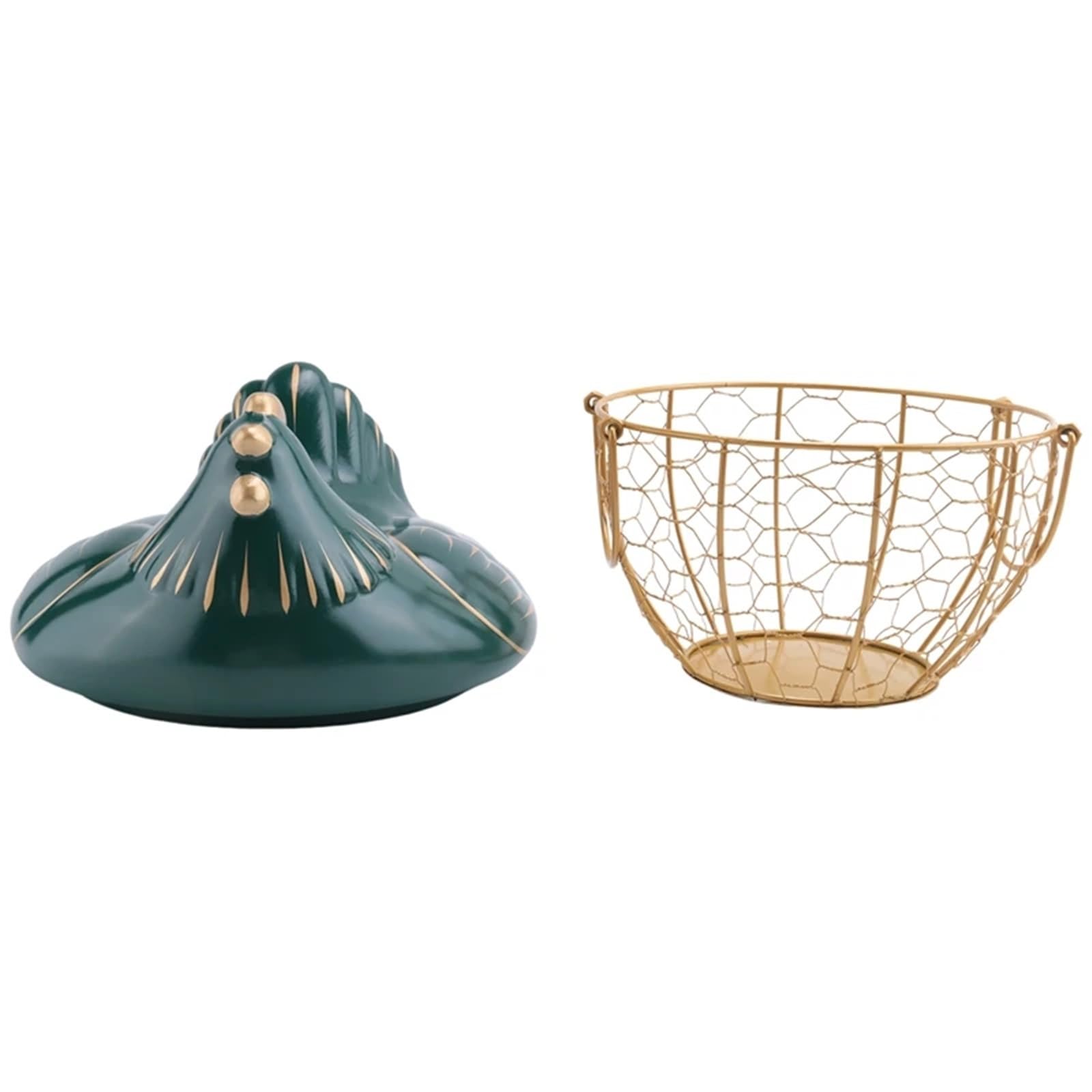 Cesta for guardar huevos, cesta de alambre de metal for frutas con tapa en forma de pollo, huevera con capacidad for 30 huevos.