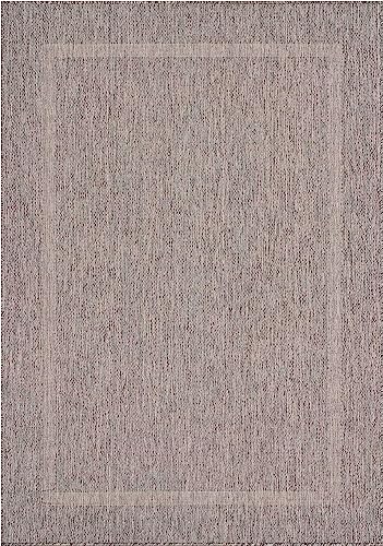 Ayyildiz Wetterfester In & Outdoor Teppich, Sisal Optik | Waschbar | Balkon, Küche, Camping, Garten | Trendige Bordüre | Wasserfest, Größe:160 x 230 cm, Farbe:Grau