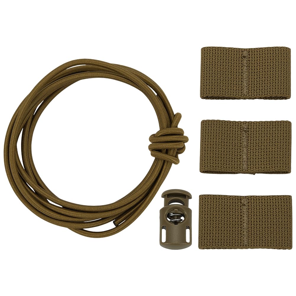 FINGERINSPIRE 1 Set Olive Tactical Flag Bungee Elastic Fastener Strap Shock Cord Retention Nylon with Plastic Outdoor Strap Retention Molle Webbing Loop Cord Lock Secure Plate Carrier Attachment