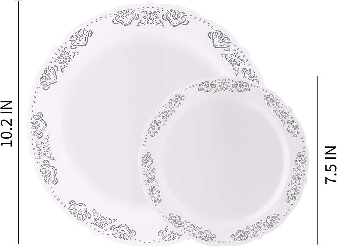 FULING 175 Pieces Silver White Dinnerware Set For 25 Guest Disposable Tableware Plastic Cutlery 5-Sets, With 12oz Cups, Knife, Fork, Spoon, Dinner Paper Each 25 Pieces For Wedding, Birthday, Party - Image 3