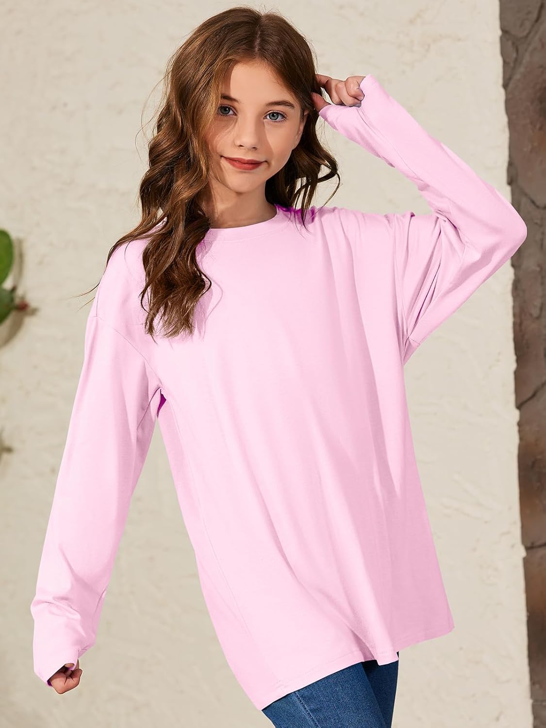 ZDC Girls Oversized Tshirts Kids Long Sleeve Crewneck Shirts Fall Tops Tees 5-14Years - Image 4