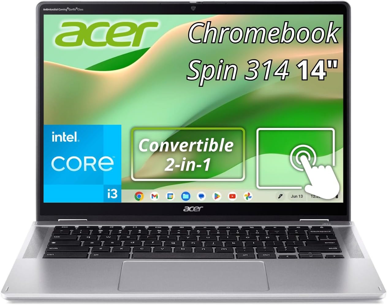 acer Spin 314 Convertible 2-in-1 Laptop CP314-2HN-39K7 | 14" WUXGA Touchscreen | Intel Core i3-N305 | 8GB LPDDR5 | 128GB eMMC | WiFi 6 | Bluetooth 5.1 | HDMI | USB-C | HD Webcam | W11H