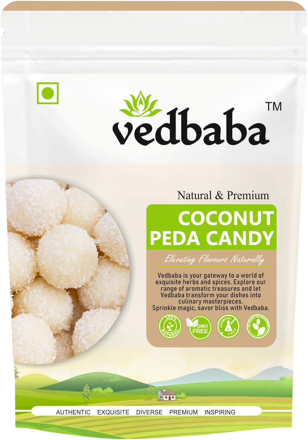 Vedbaba Coconut Peda Soft & Chewy Toffee | Real Coconut Peda Toffee | Coconut Candy | Coconut Milk Toffee | Coconut Peda | Coconut toffees (800 GM)