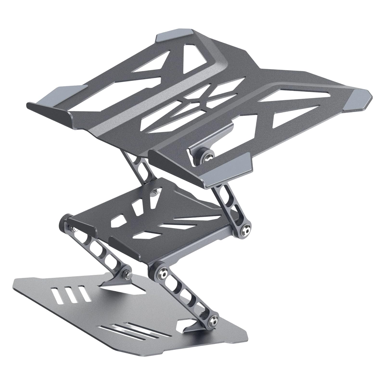 Soporte ajustable para laptop para escritorio, soporte de metal plegable con bandeja antideslizante, bandeja abierta, configuración de estudio en casa